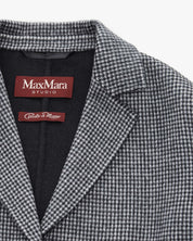 Patterned Wool Single Breasted Jacket Navy