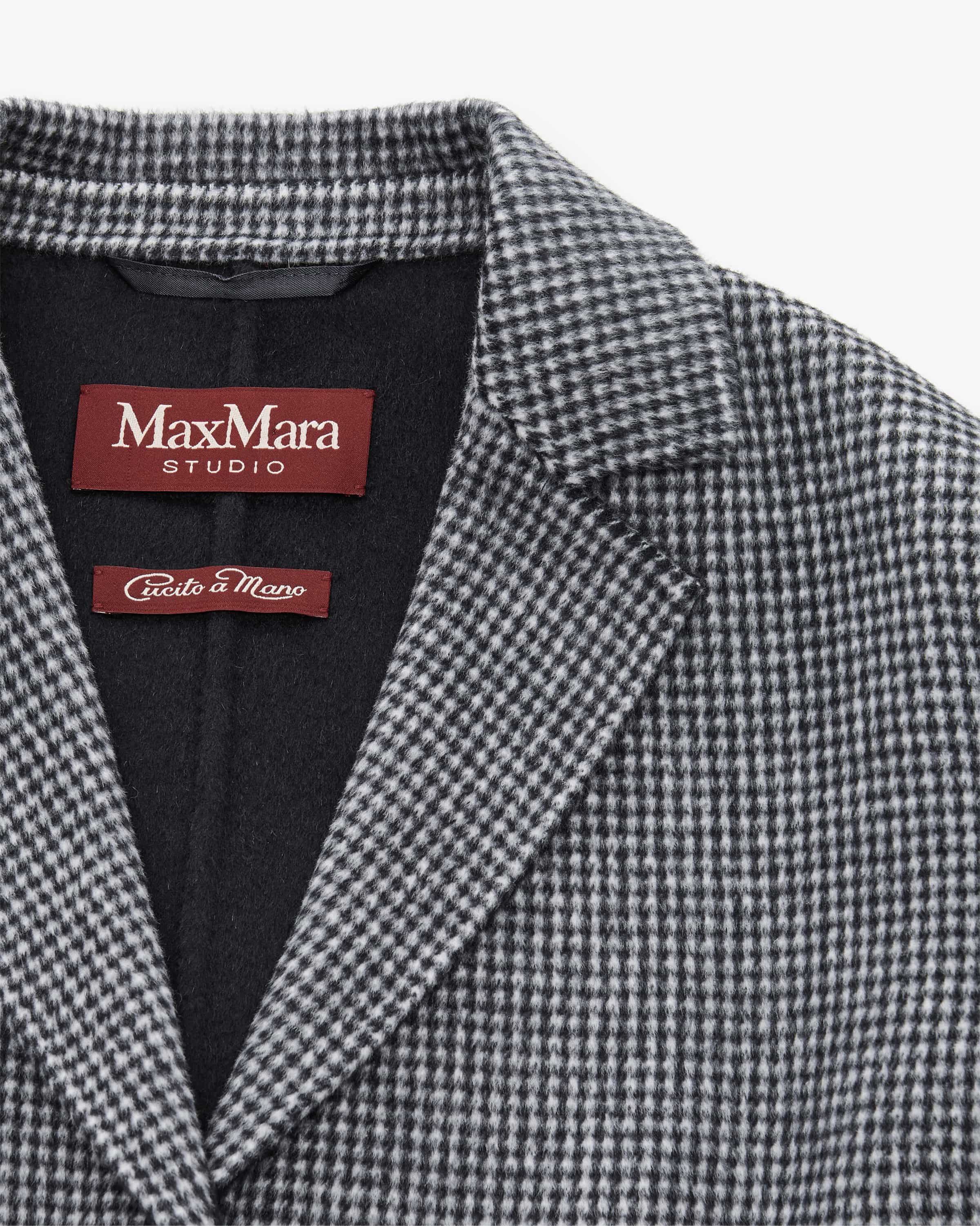 Patterned Wool Single Breasted Jacket Navy