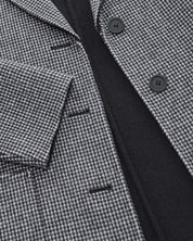 Patterned Wool Single Breasted Jacket Navy