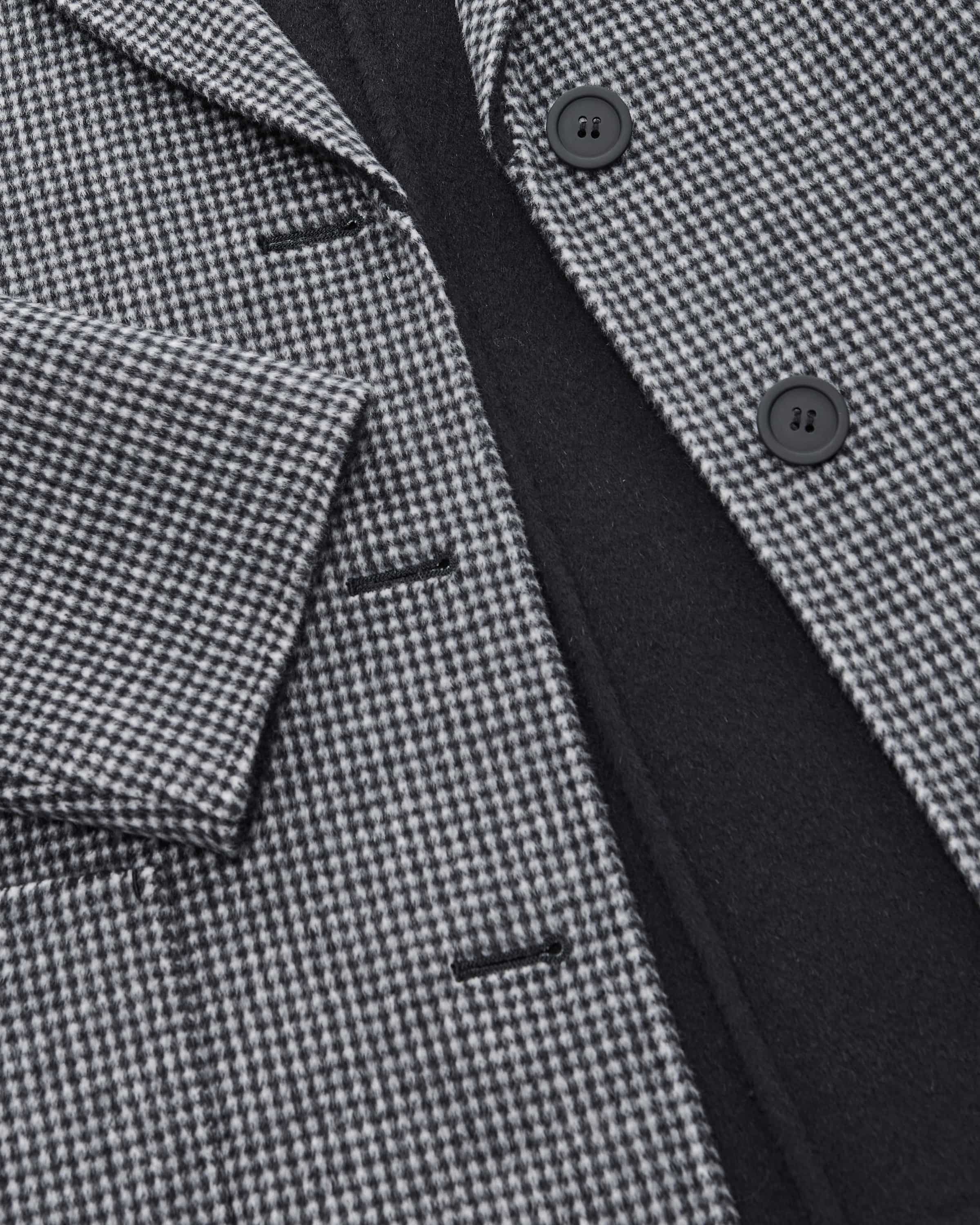 Patterned Wool Single Breasted Jacket Navy
