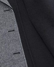 Patterned Wool Single Breasted Jacket Navy