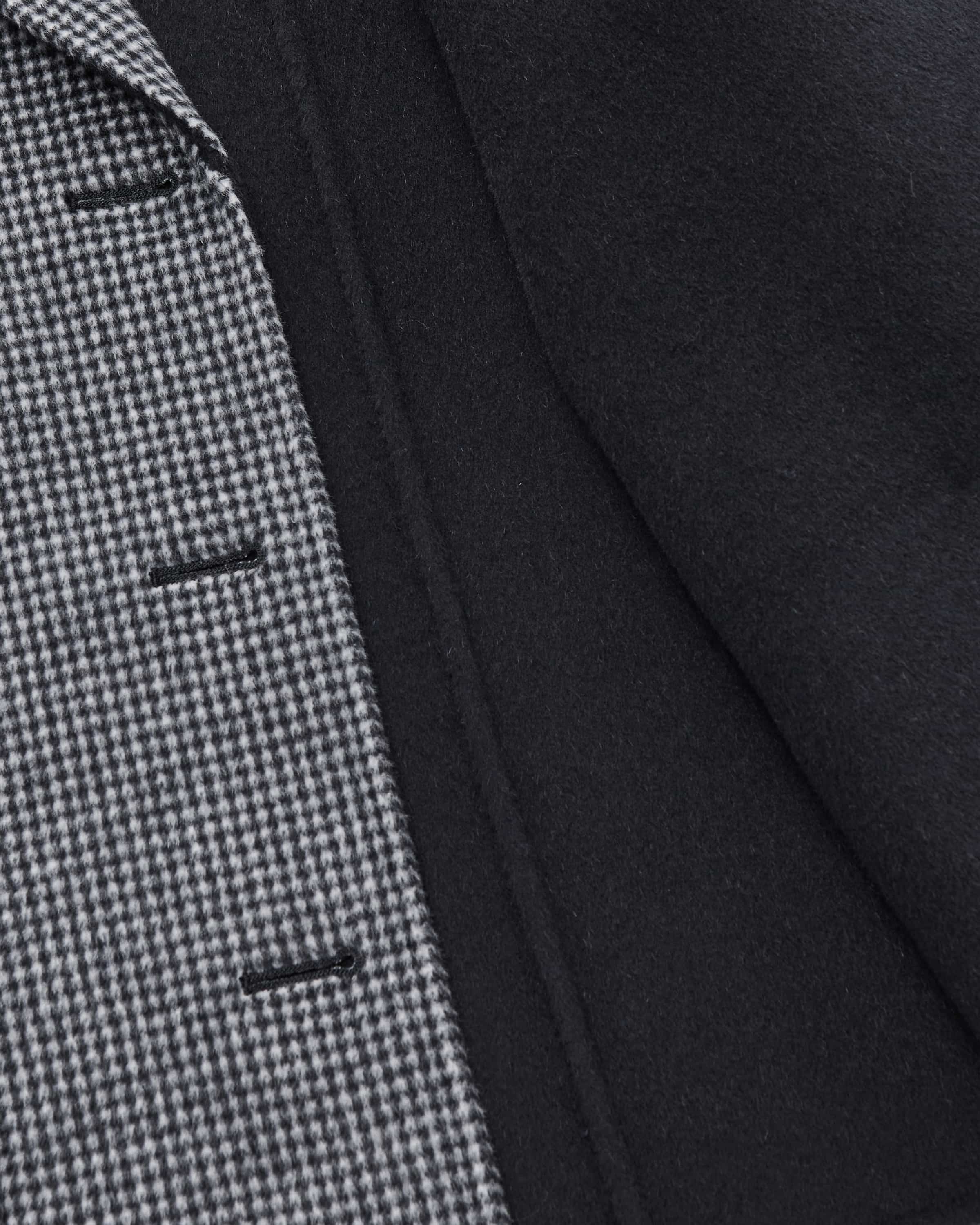 Patterned Wool Single Breasted Jacket Navy