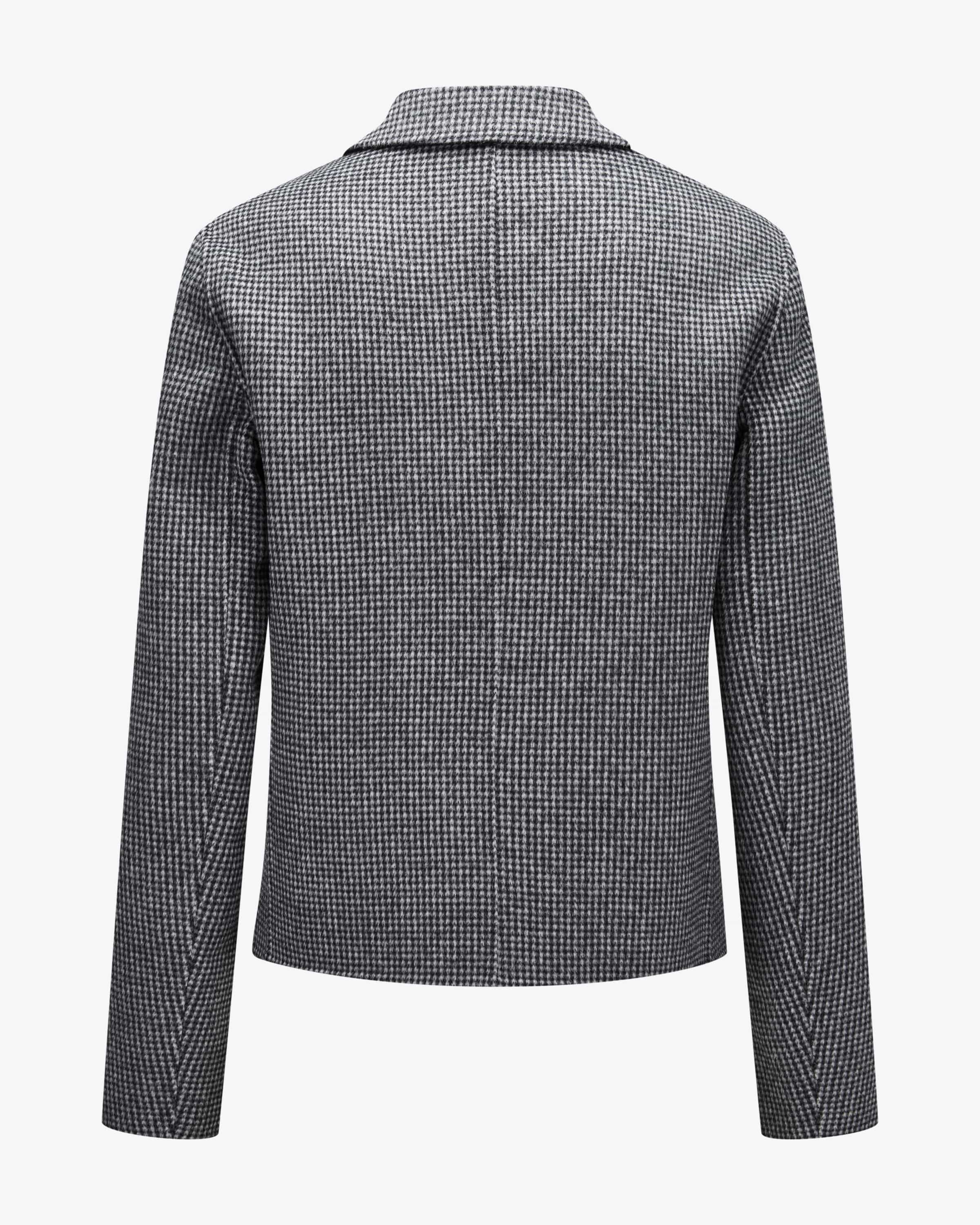 Patterned Wool Single Breasted Jacket Navy