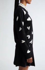 Heart Print Virgin Wool Sweater