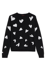 Heart Print Virgin Wool Sweater