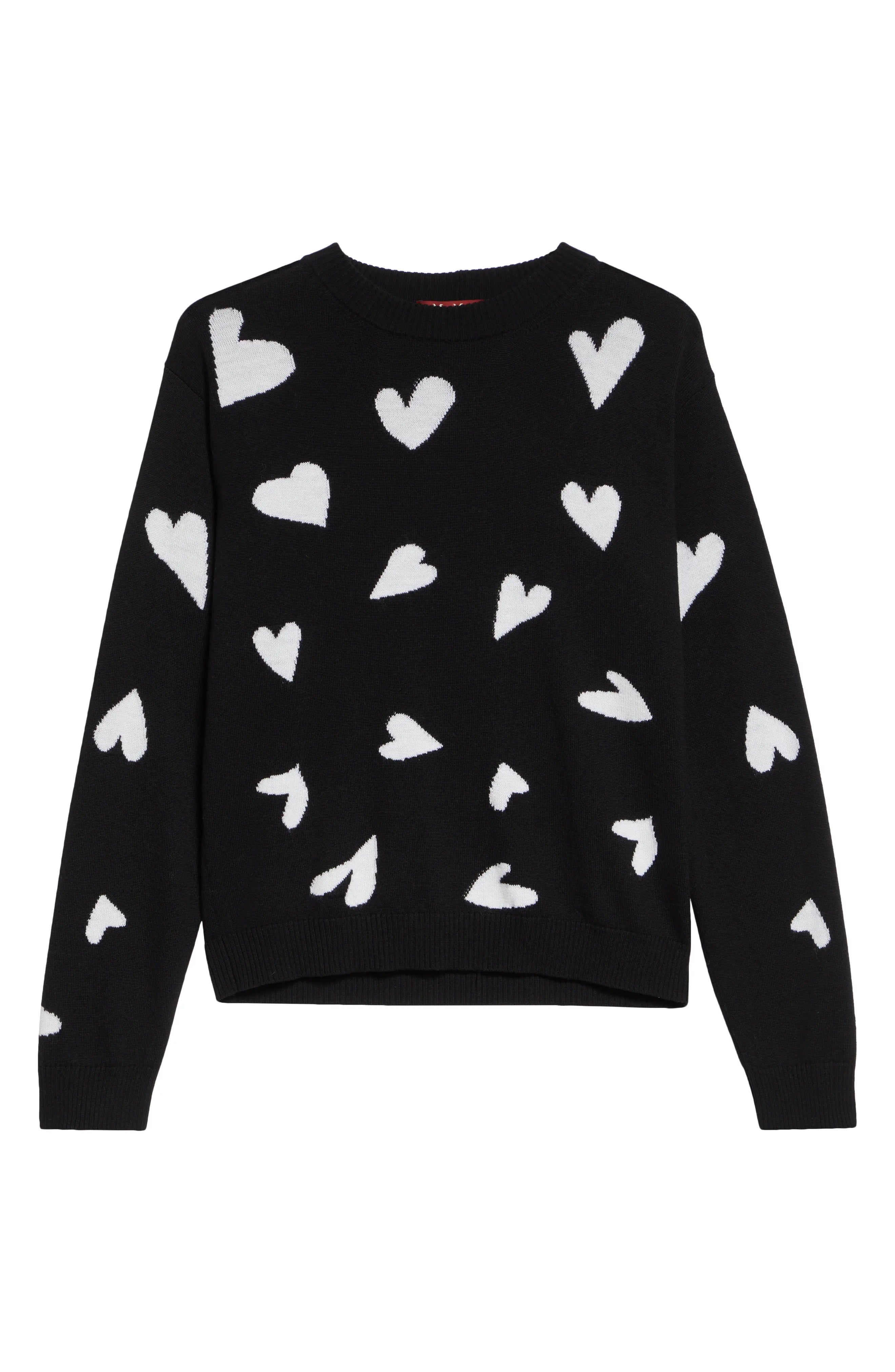 Heart Print Virgin Wool Sweater