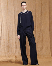 Concise Straight leg pants with double ticket pocket