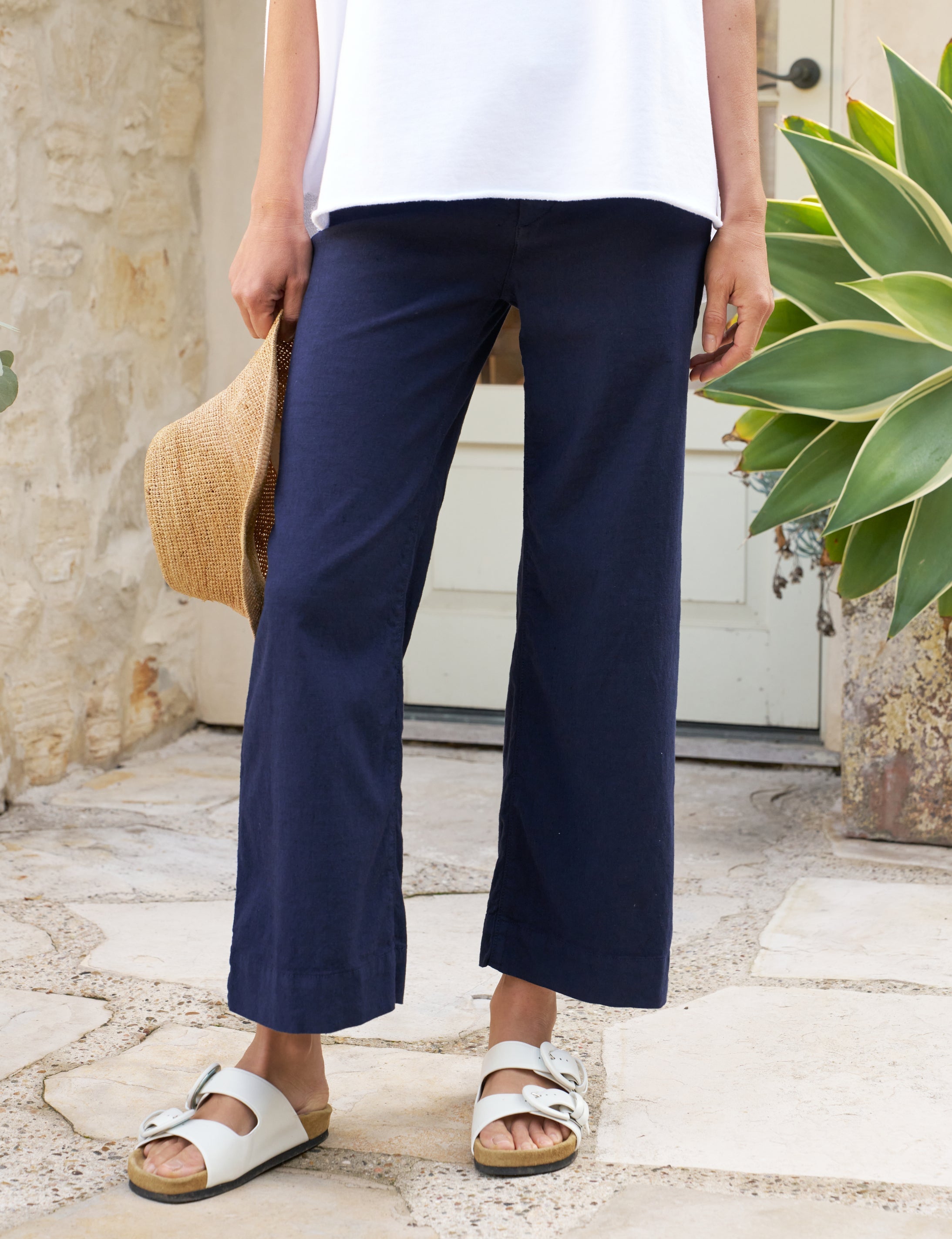 Wexford  Wide-Leg Linen Pant Navy