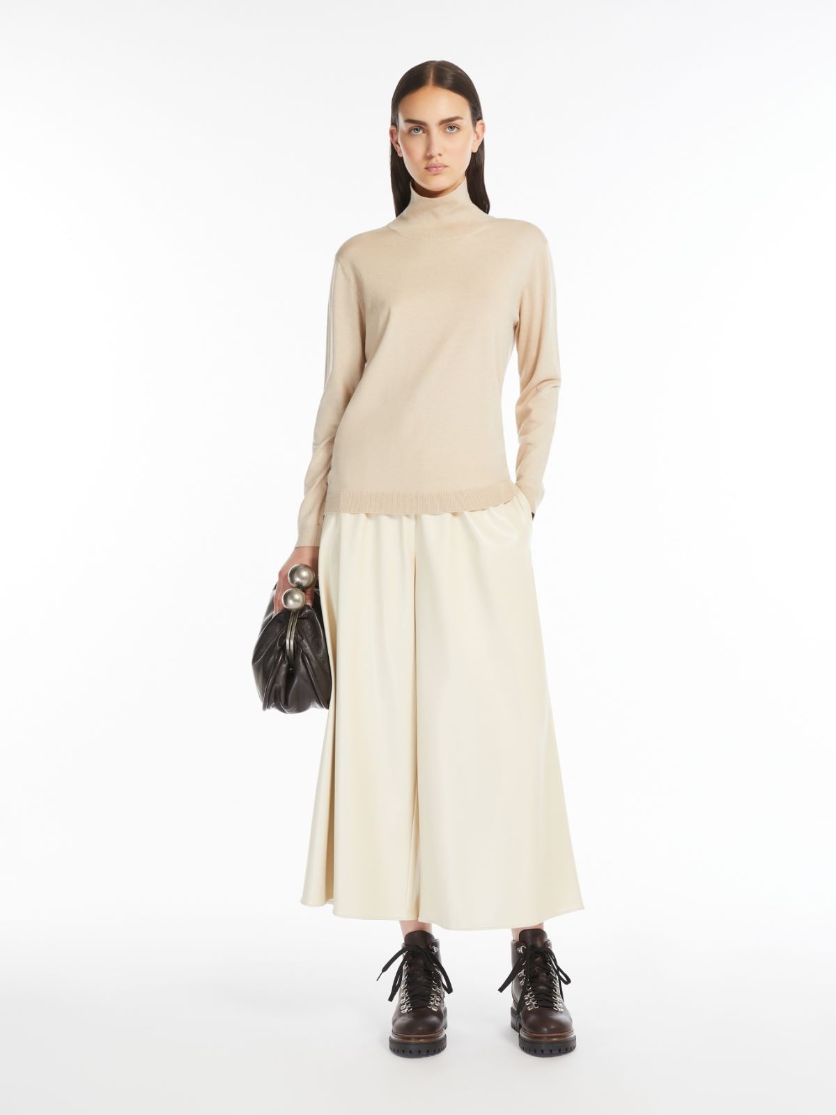 Turtleneck sweater with silk