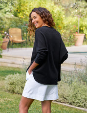 Anna - Long-Sleeve Capelet Black