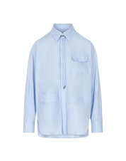 Quotation Oversize shirt in pale blue cotton poplin