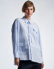 Quotation Oversize shirt in pale blue cotton poplin