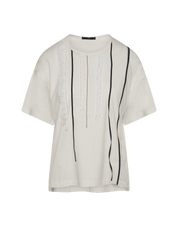 Define T-shirt in ivory jersey with ribbons and ruffles