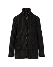 Exceed Stand collar jacket in irregular pinstripe