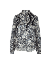 Eventful Ivory 'smudged'-mini-floral printed silk blouse