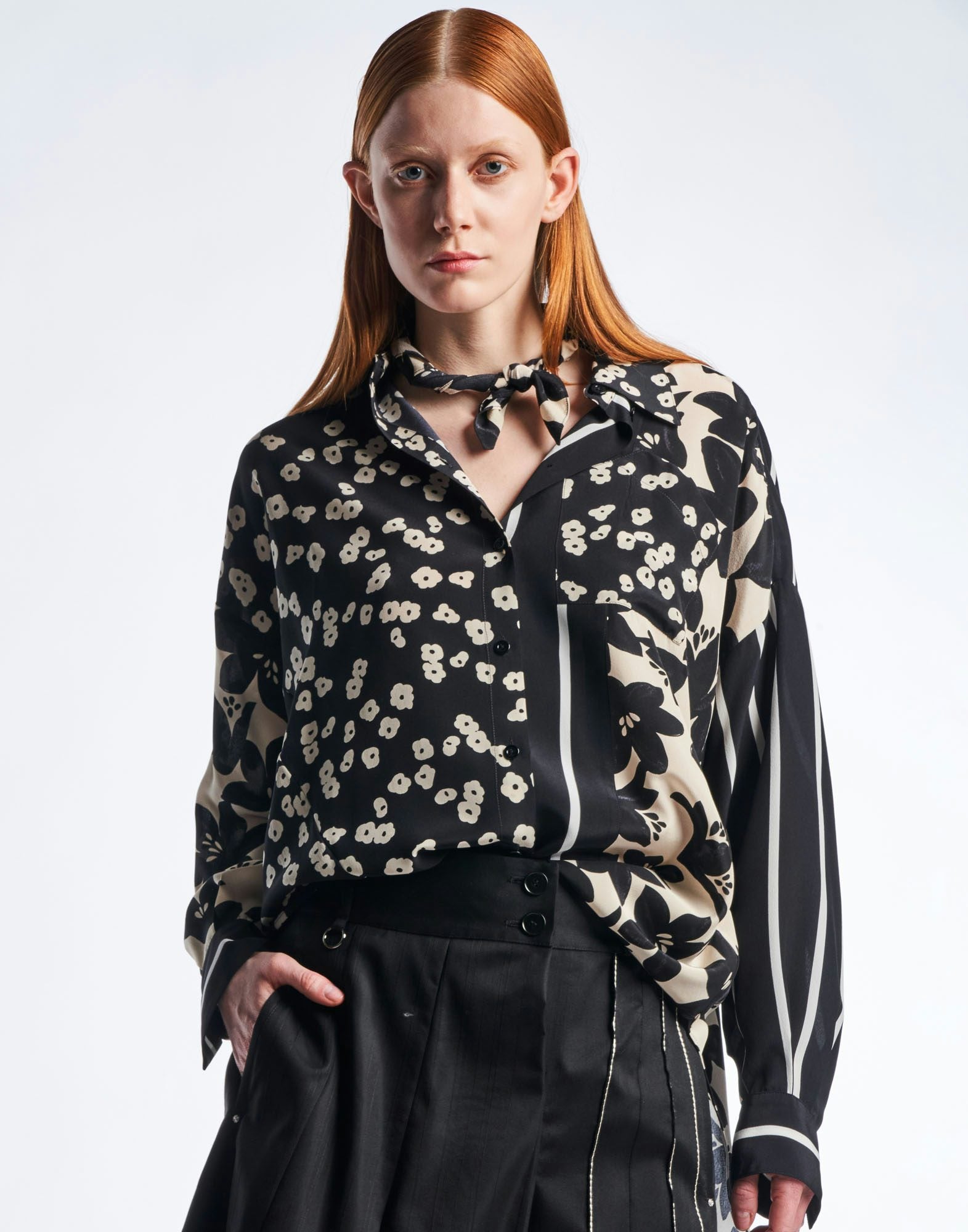 Interpret cream and black mini and maxi floral and stripe