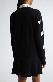 Heart Print Virgin Wool Sweater