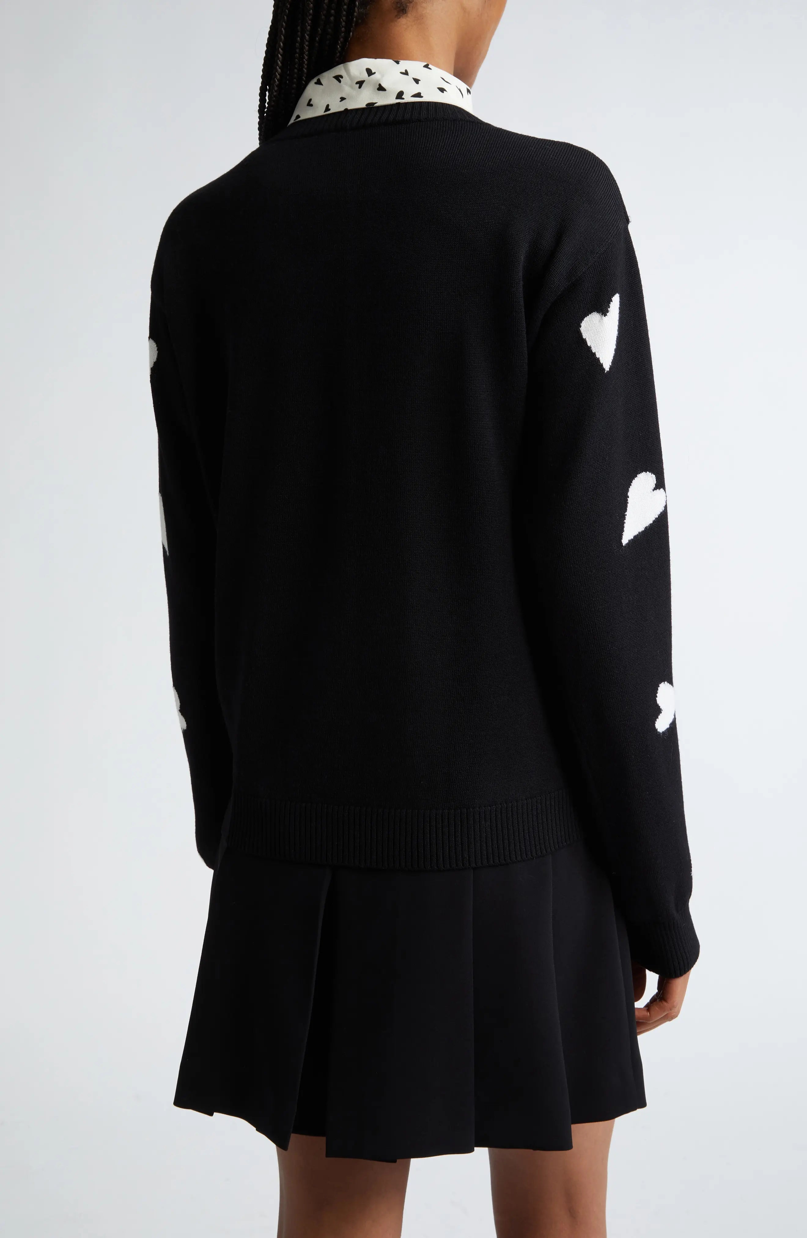 Heart Print Virgin Wool Sweater