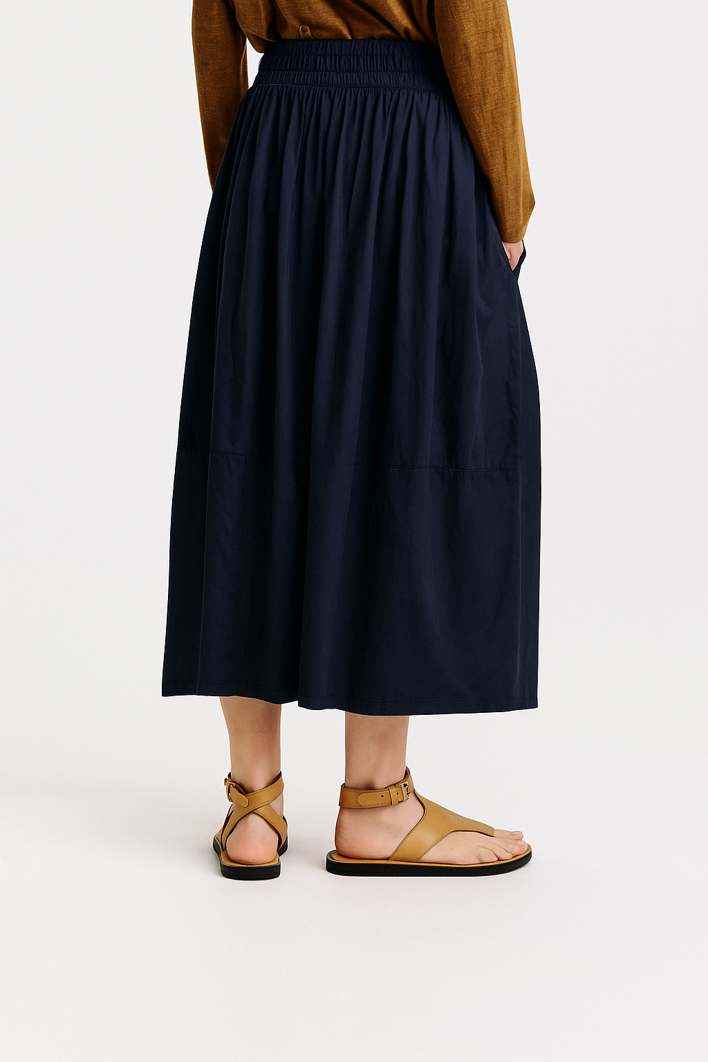 Stretch poplin skirt blue