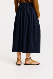 Stretch poplin skirt blue