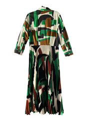 Tosca 85 Abstract Shirt Dress with pleats