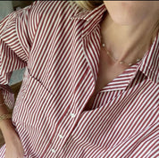 Eileen Relaxed Button-Up Shirt Maroon Stripe