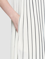 Holford Pleated Ivory/Black Dress