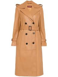 Caramel Leather Trench Coat