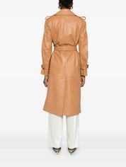 Caramel Leather Trench Coat