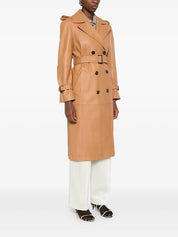 Caramel Leather Trench Coat