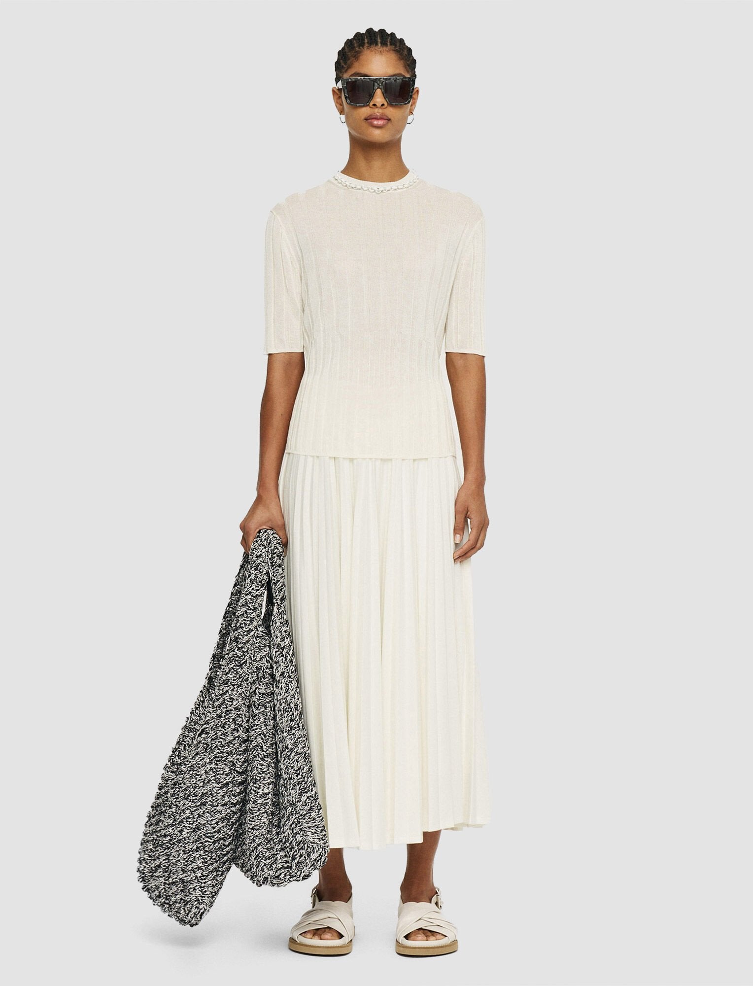 Crisp Rayon Knitted T-Shirt Ivory