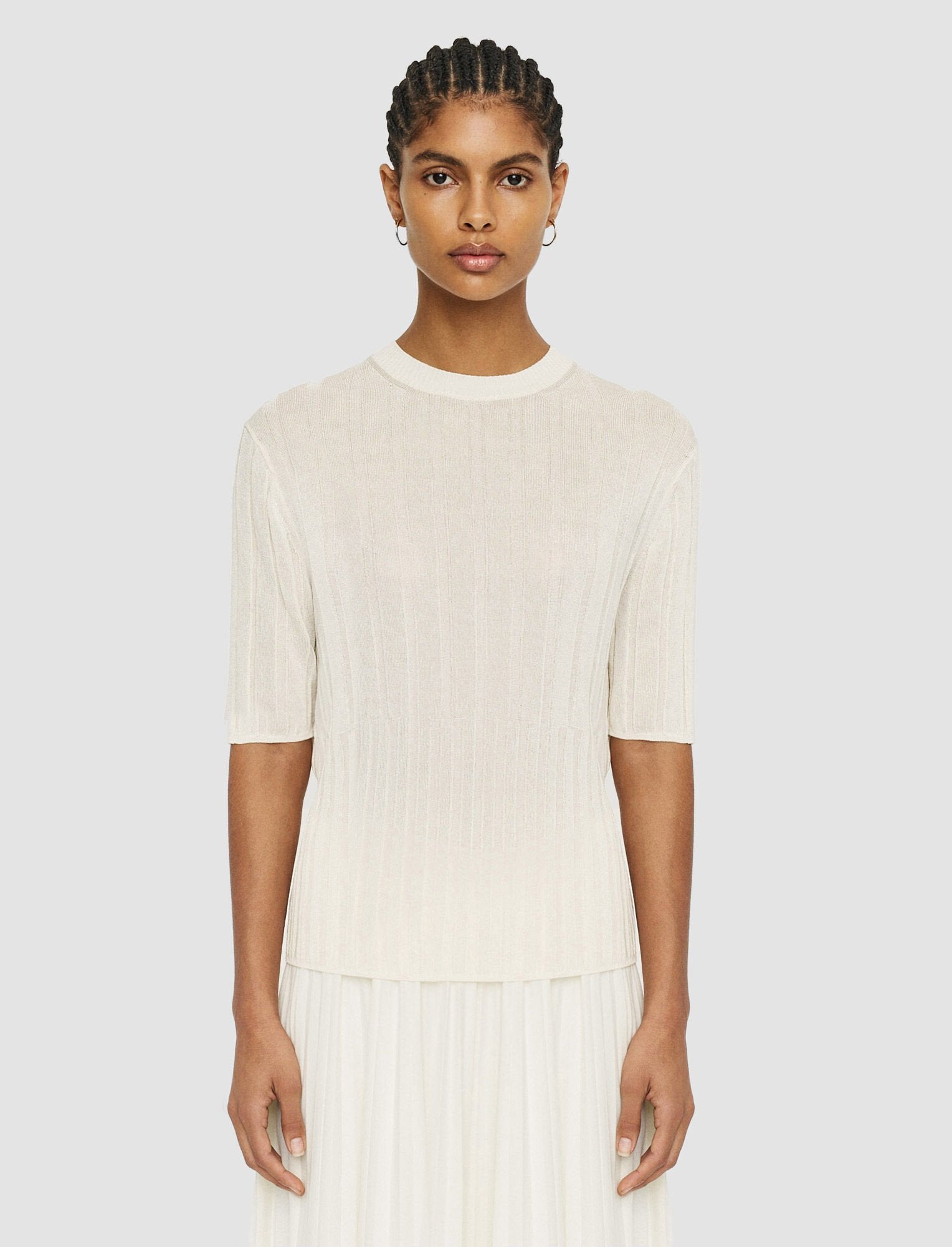 Crisp Rayon Knitted T-Shirt Ivory