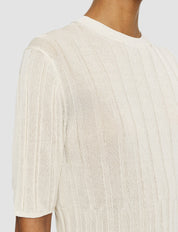 Crisp Rayon Knitted T-Shirt Ivory