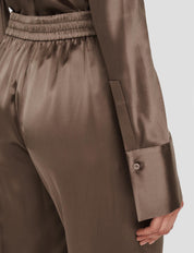 Tova Silk Satin Trousers Escargot