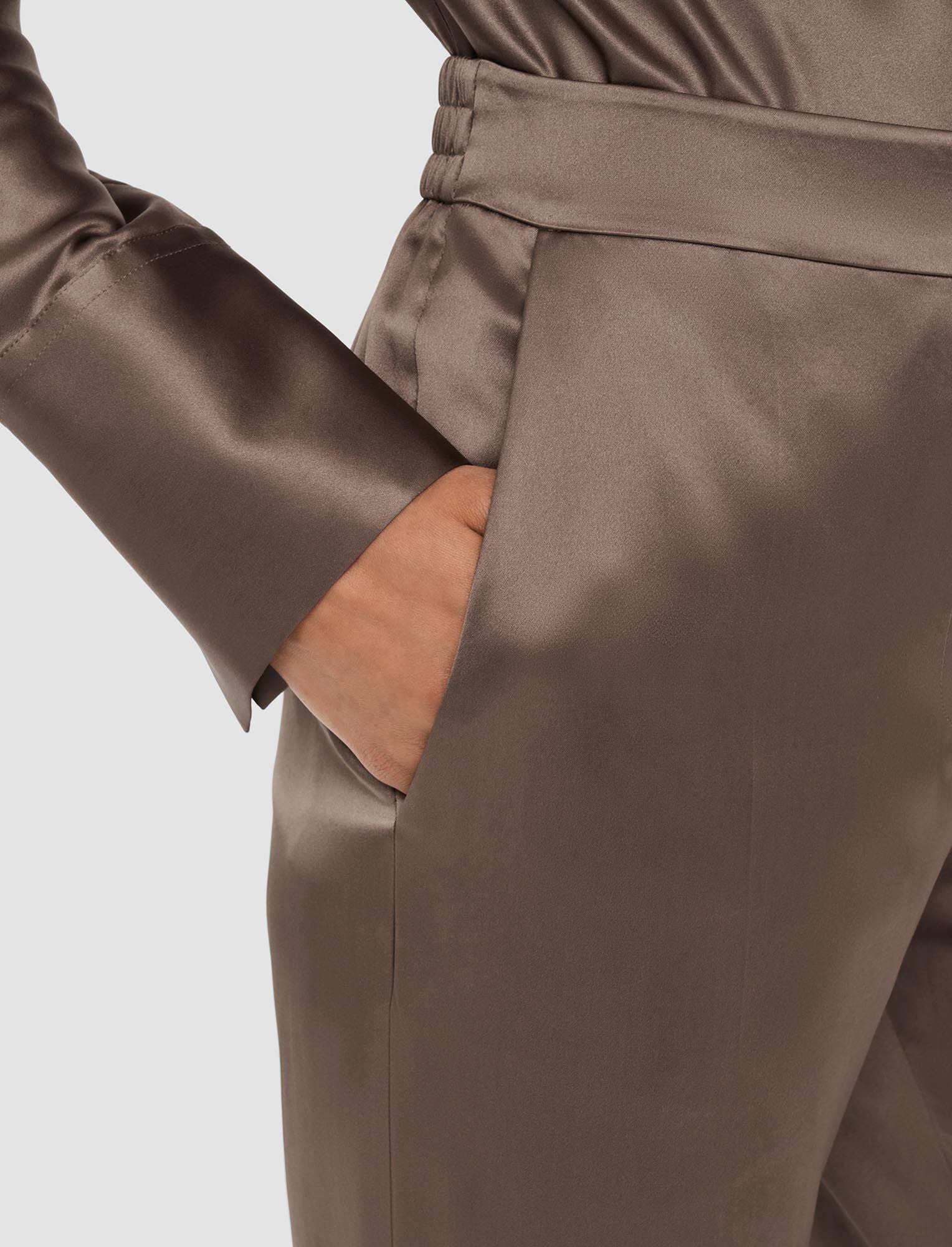 Tova Silk Satin Trousers Escargot