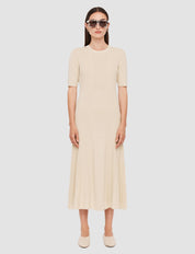 Fine Merino Rib Dress Beige