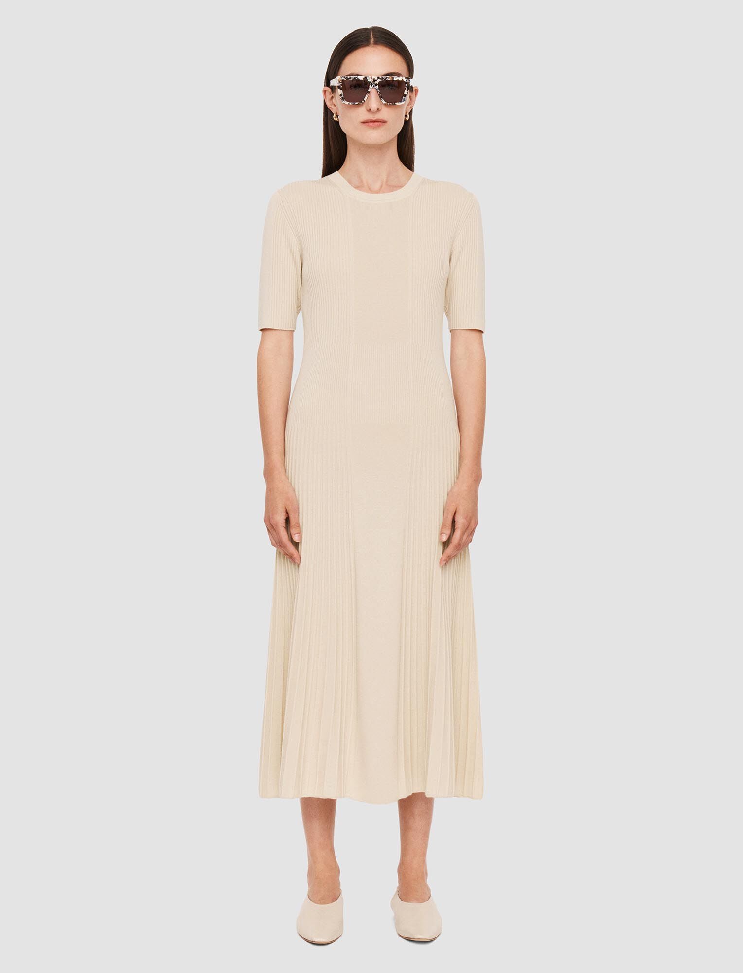 Fine Merino Rib Dress Beige