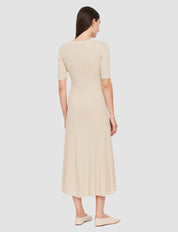 Fine Merino Rib Dress Beige
