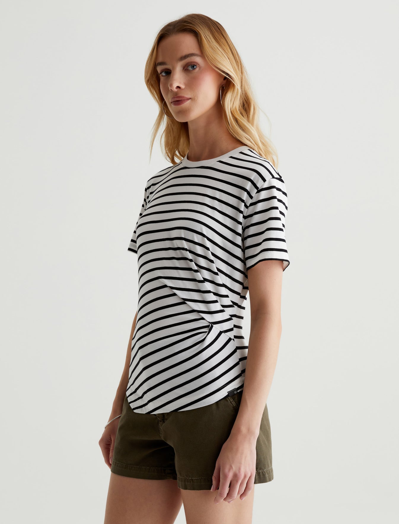 Rini Side Pleat T-Shirt blk/white stripe