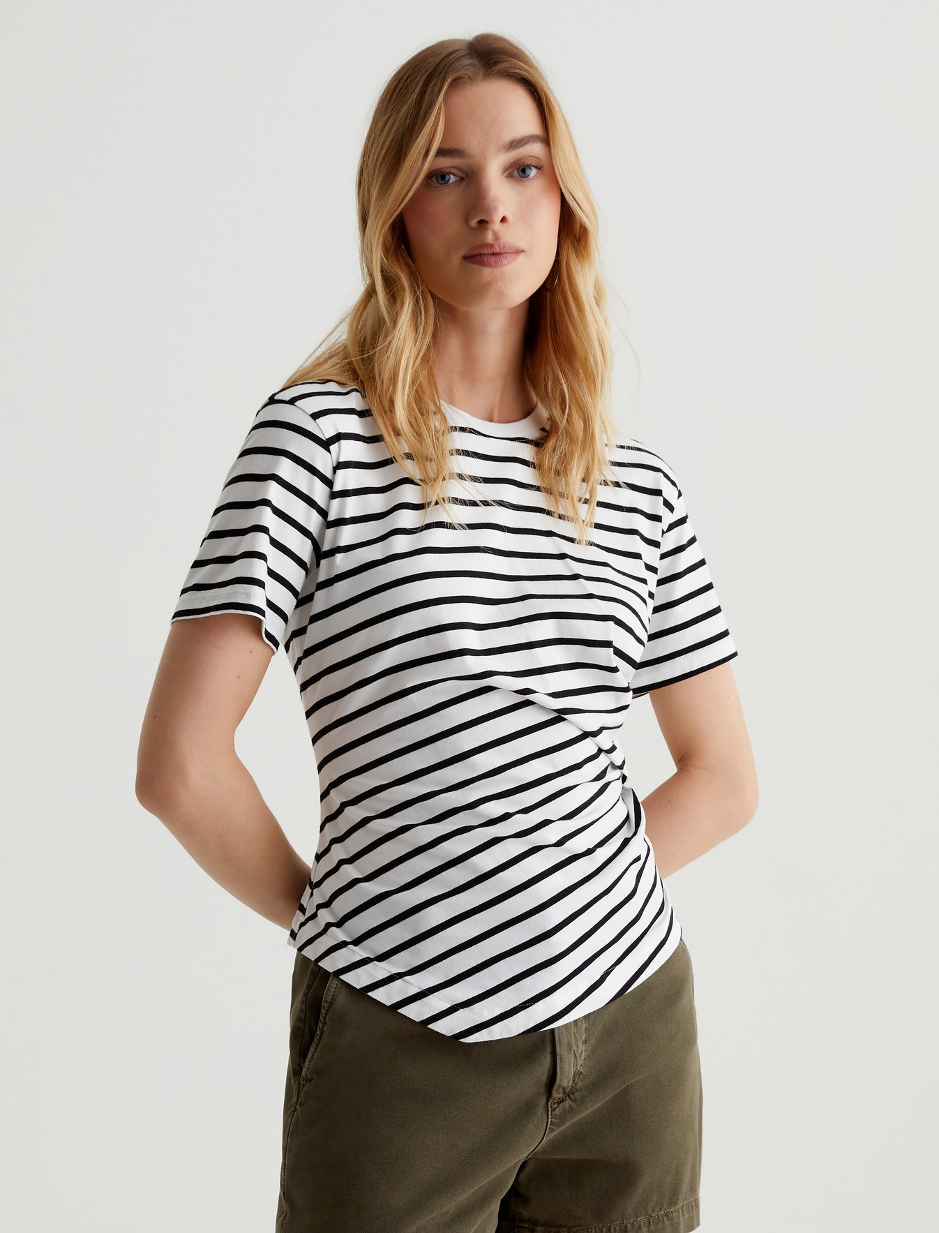 Rini Side Pleat T-Shirt blk/white stripe