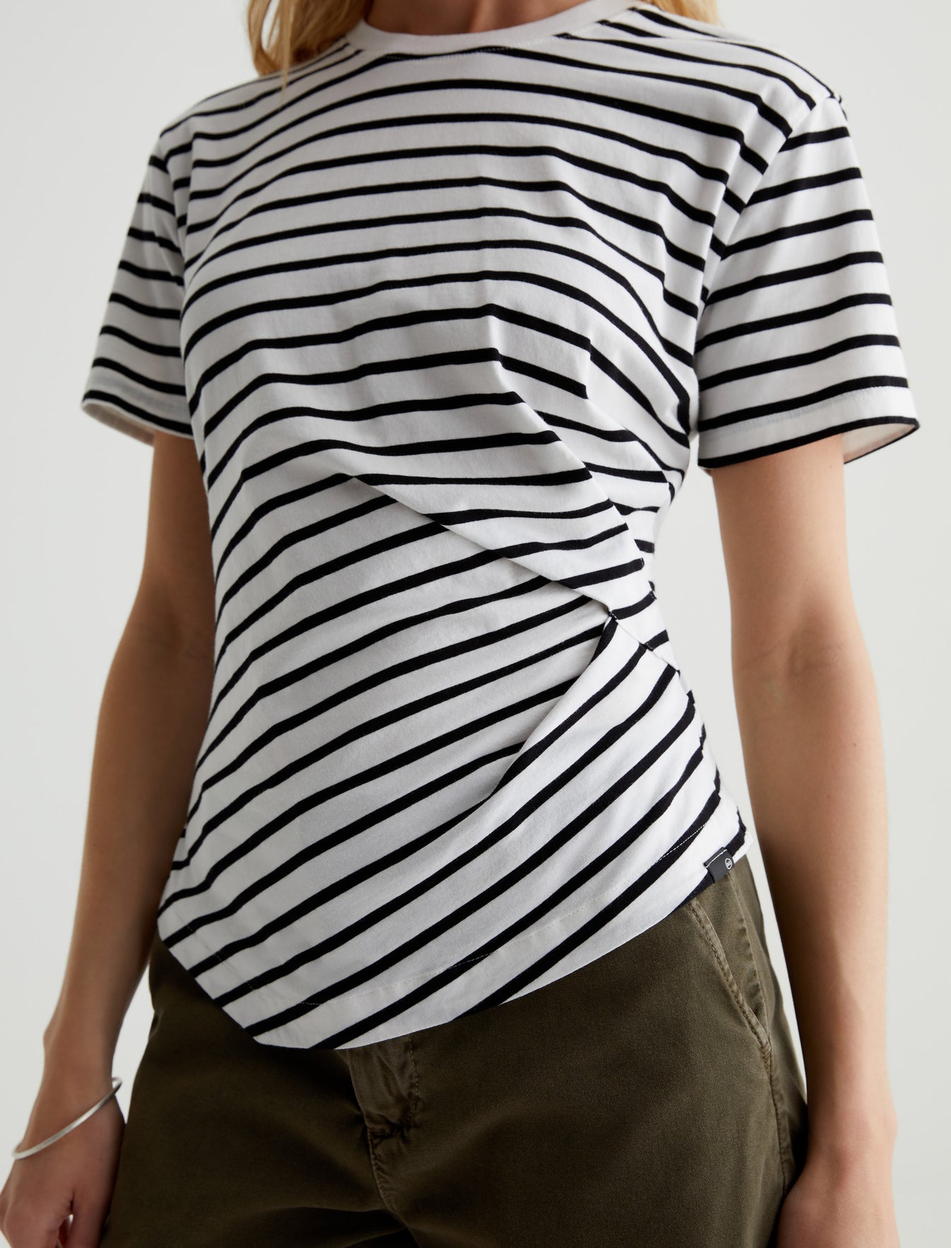 Rini Side Pleat T-Shirt blk/white stripe