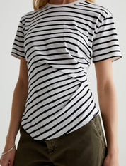 Rini Side Pleat T-Shirt blk/white stripe