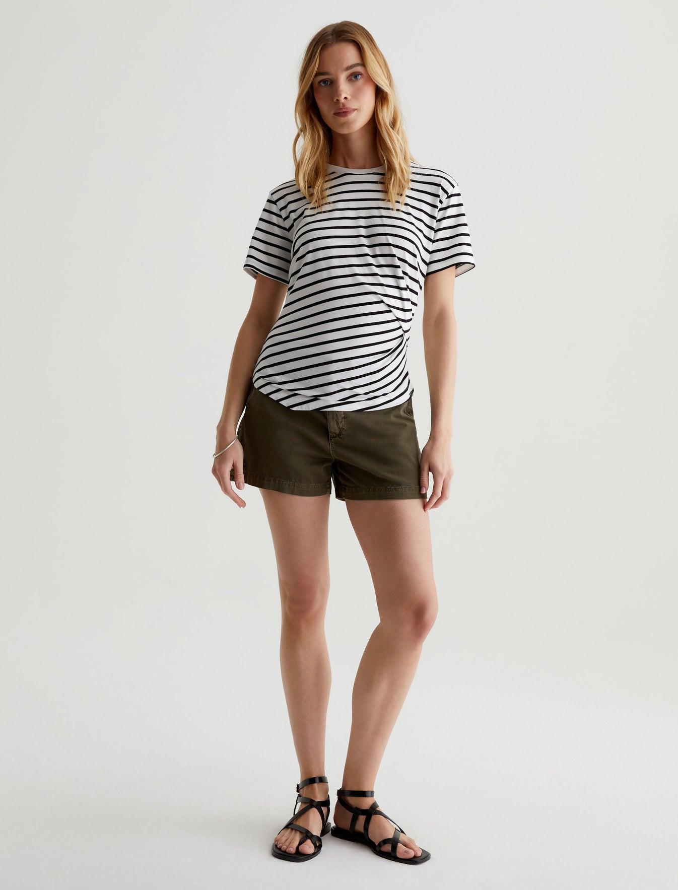 Rini Side Pleat T-Shirt blk/white stripe