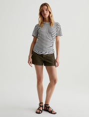 Rini Side Pleat T-Shirt blk/white stripe