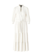 White Cotton Tiered shirtdress
