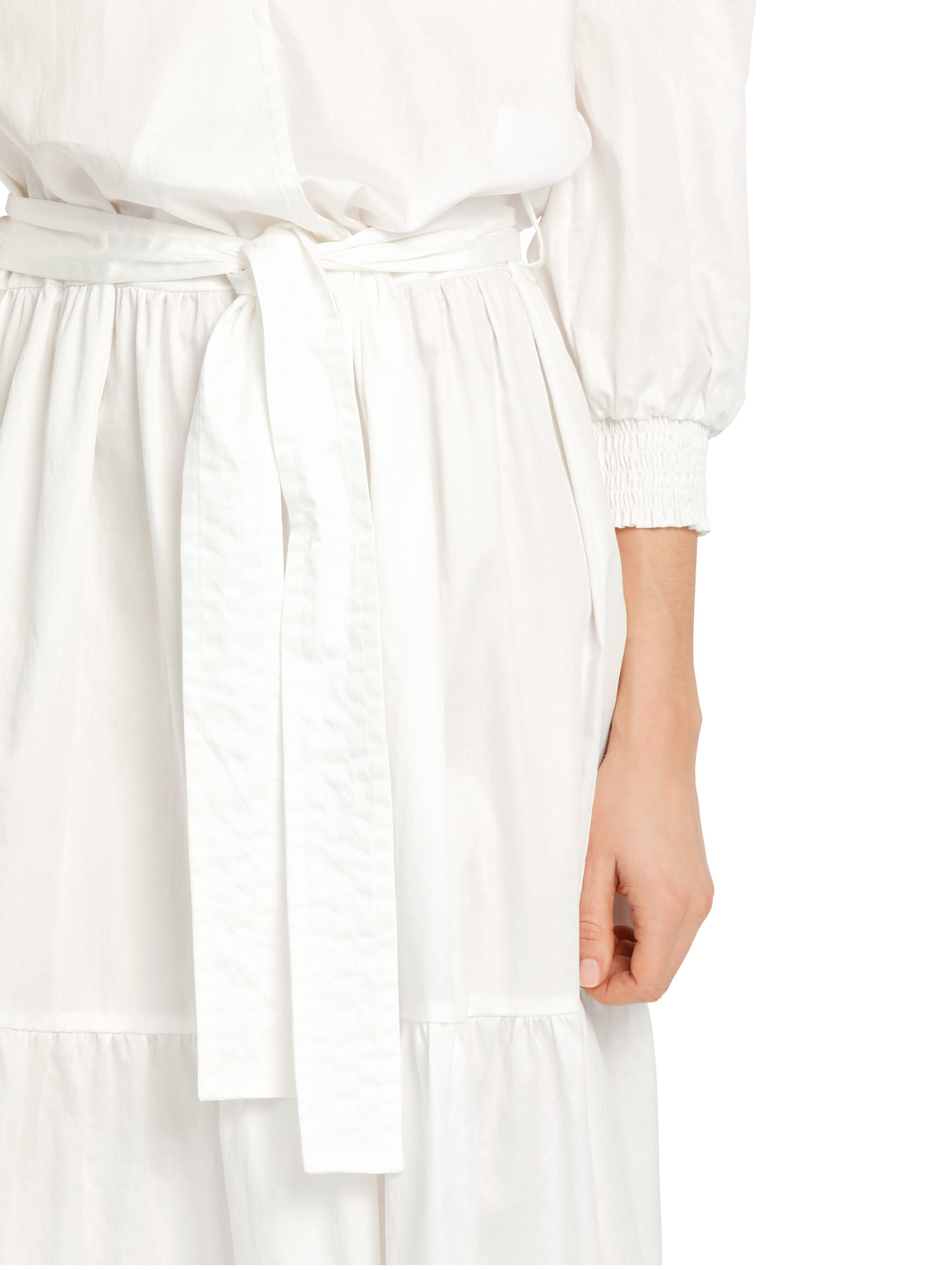 White Cotton Tiered shirtdress