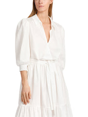 White Cotton Tiered shirtdress