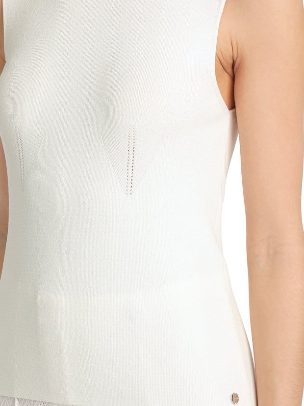 Round Neck Off White Top