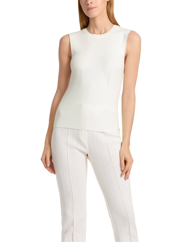 Round Neck Off White Top