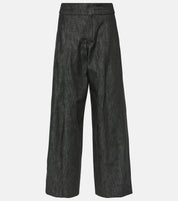 Chambray wide-leg pants